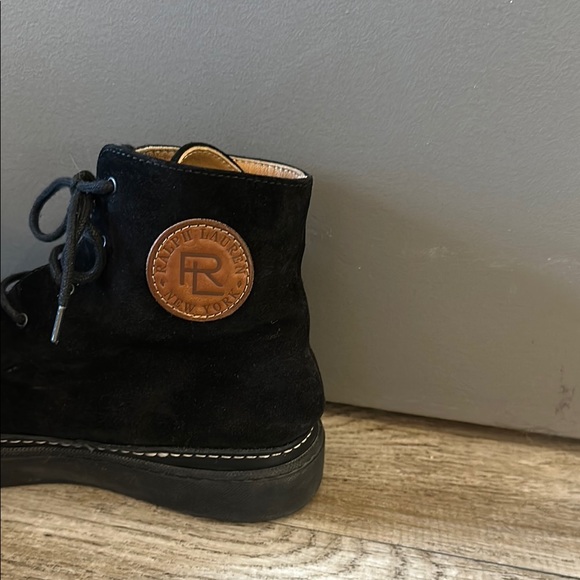 Ralph Lauren Collection Black Embry Calf-Suede High Top Lace Up Sneakers Sz 7.5 - Picture 6 of 12
